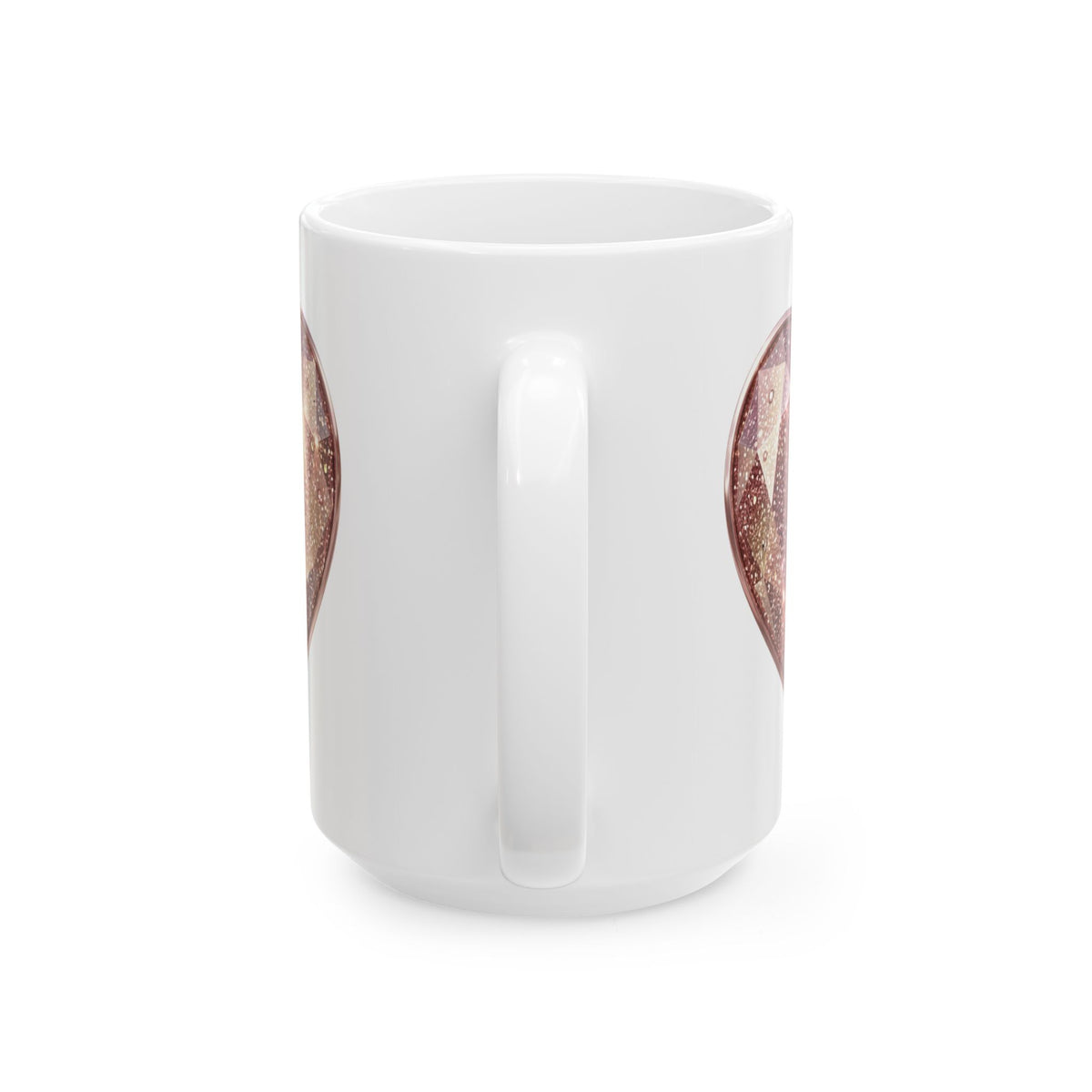 Sparkling Rose Gold Heart Ceramic Mug – Glitter Gemstone Love Coffee Cup (11oz, 15oz)