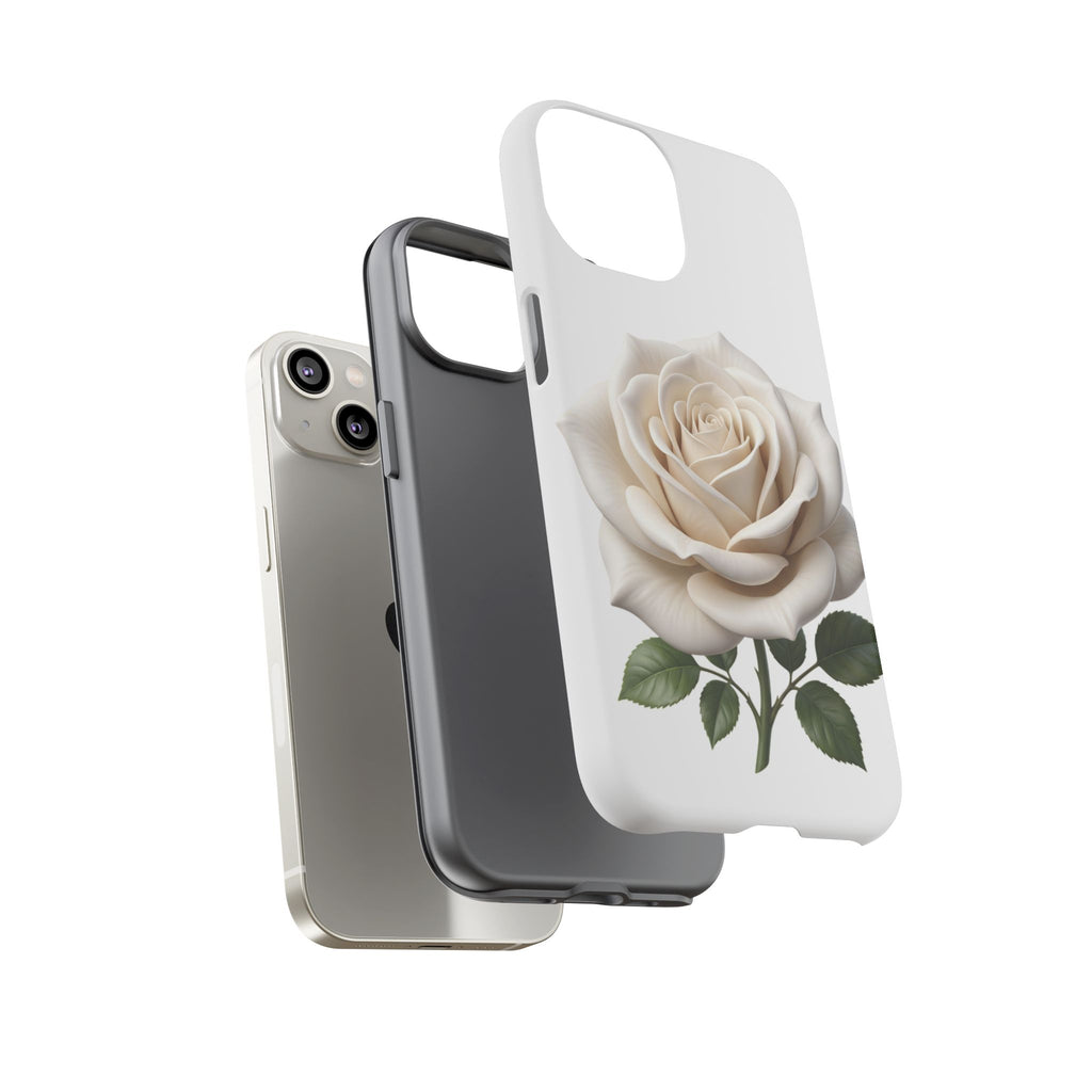 White Rose Tough Phone Case – Elegant Floral Protective Cover