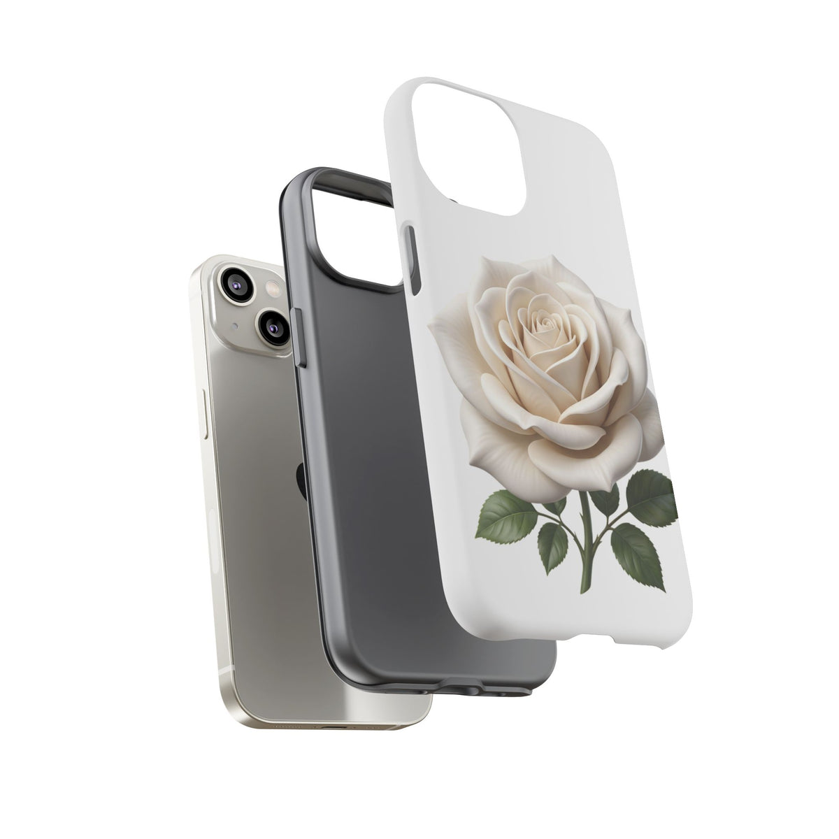 White Rose Tough Phone Case – Elegant Floral Protective Cover