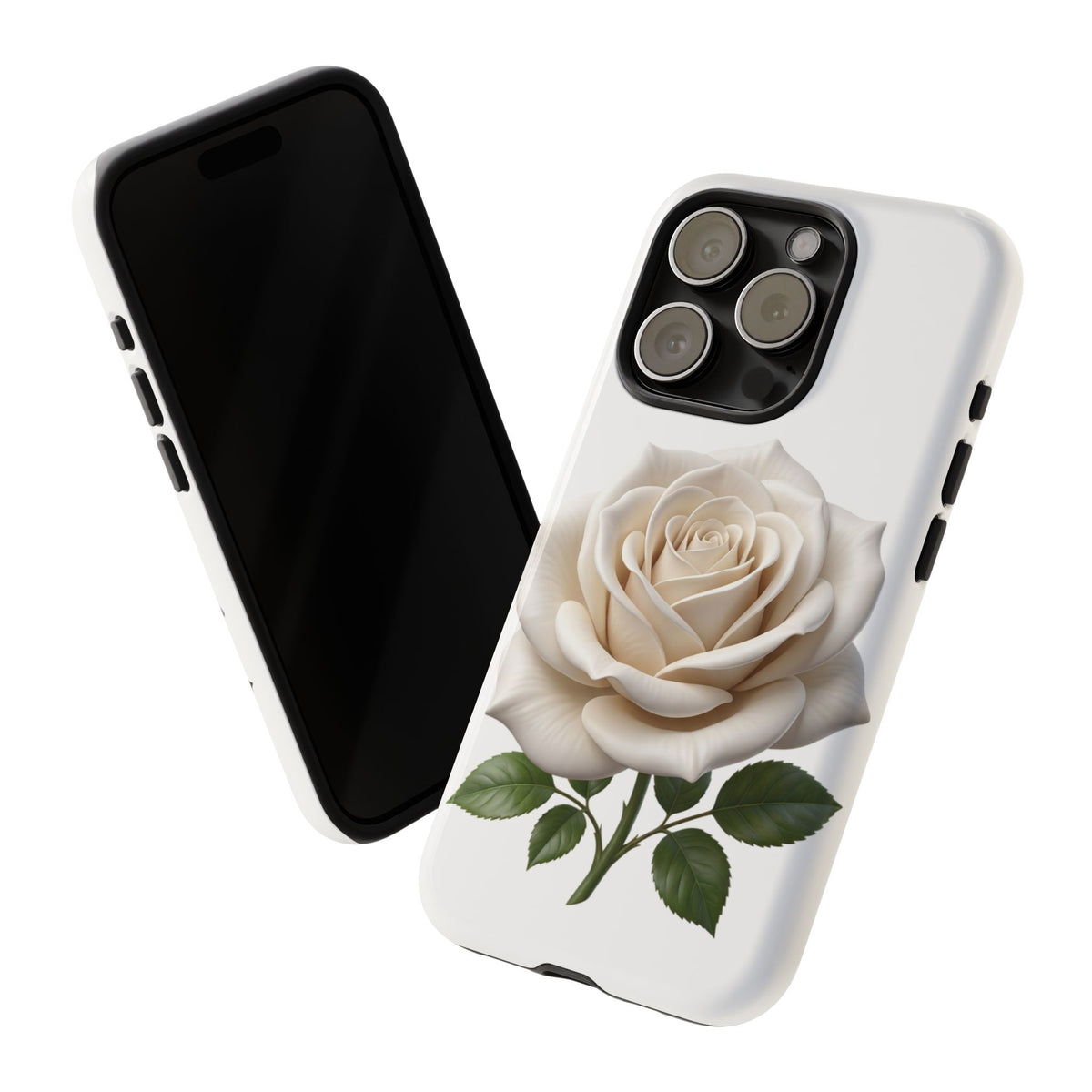 White Rose Tough Phone Case – Elegant Floral Protective Cover