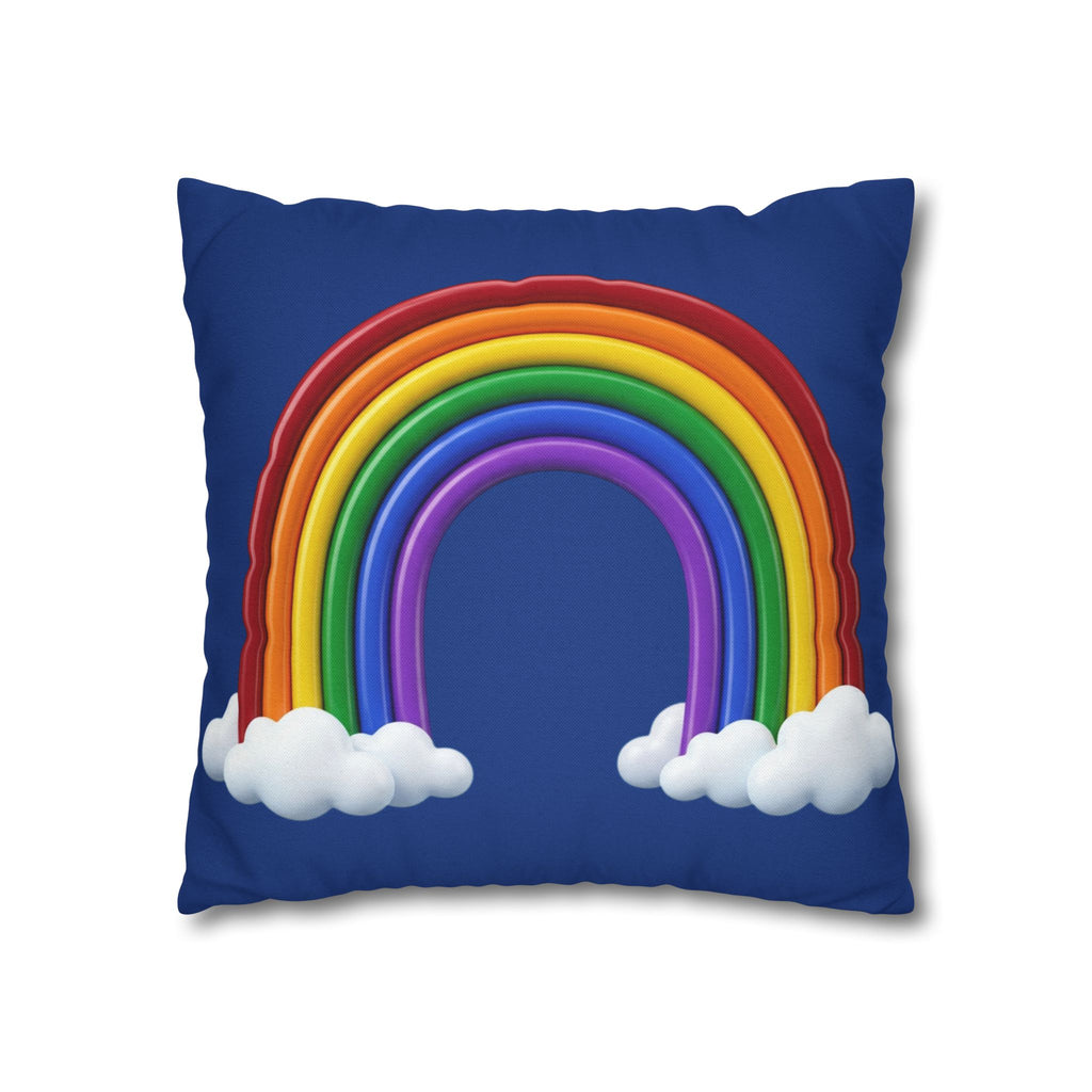 Rainbow Dark Blue Spun Polyester Square Pillowcase