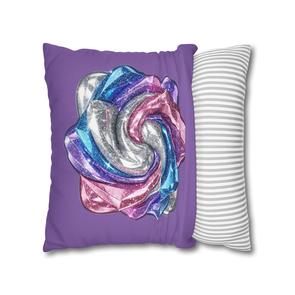 3D Glitter Design Light Purple Spun Polyester Square Pillowcase