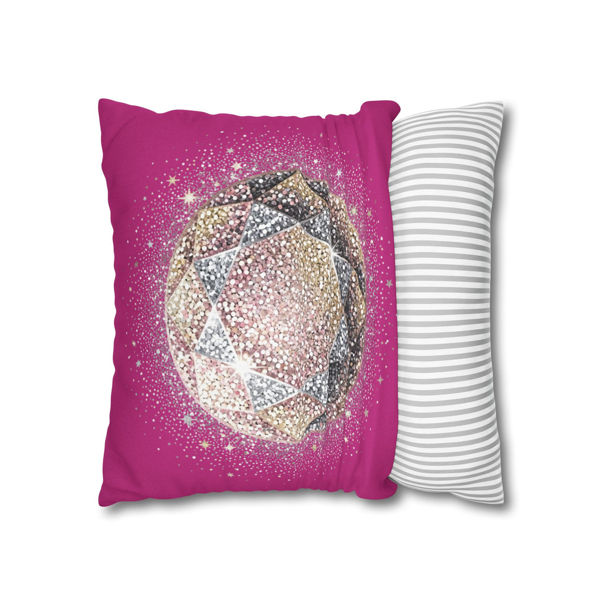 Glittery Magenta Spun Polyester Square Pillowcase