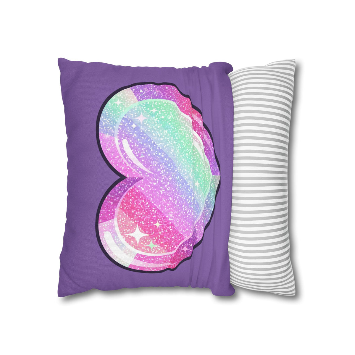 Pastel Glitter Heart Pillowcase Spun Polyester Square Pillowcase- Light Purple