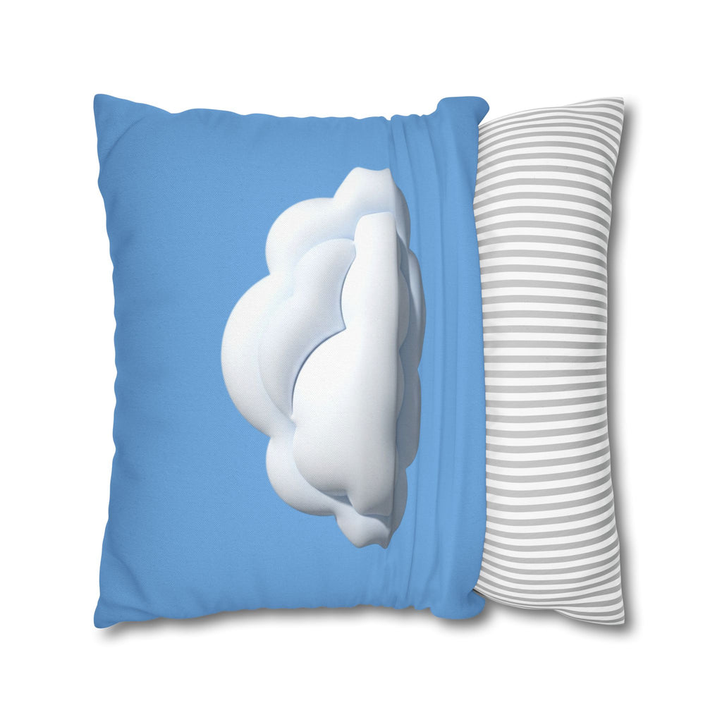 Cloud Print Square Pillowcase — Soft Light Blue Decorative Throw Pillow Cover