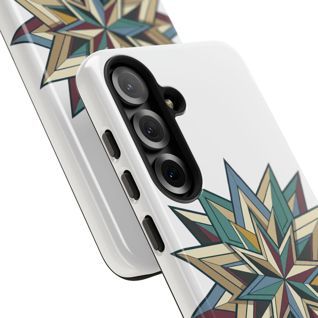 Geometric Star Phone Case — Teal & Earthtone Mandala Design
