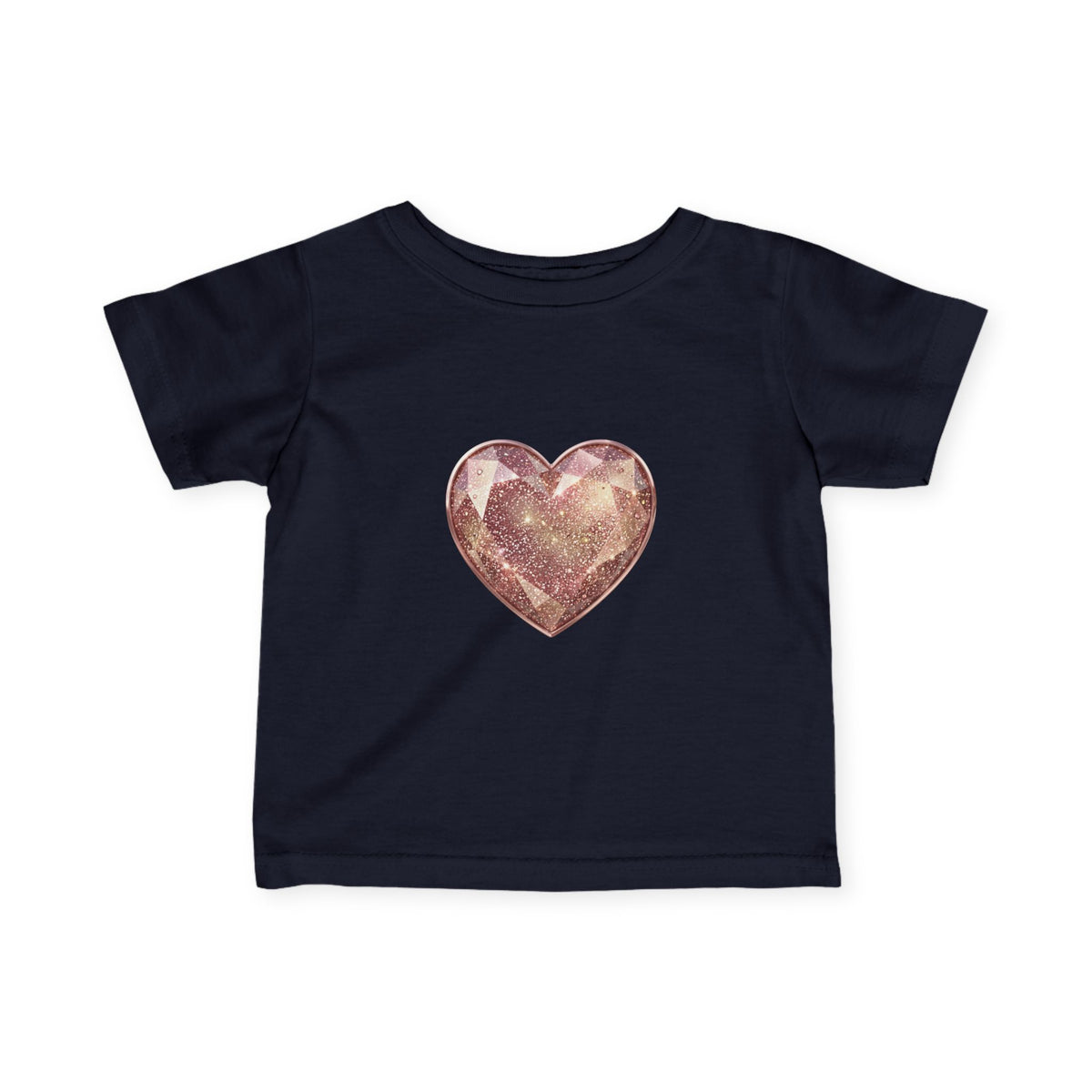 Infant Tee — Rose Gold Glitter Heart Baby T‑Shirt