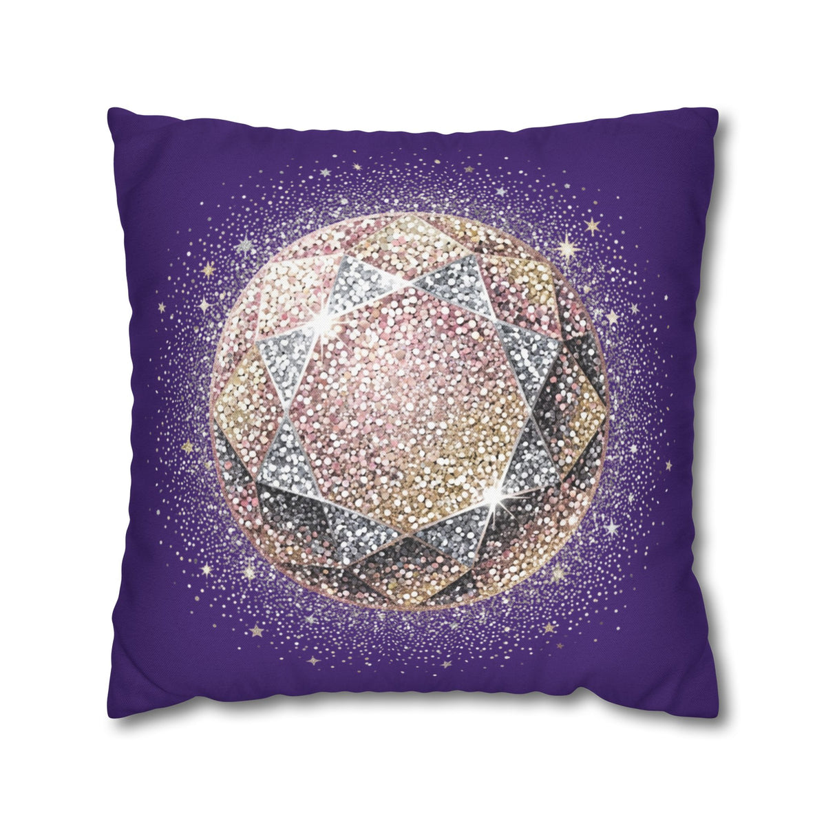 Glittery Dark Purple Spun Polyester Square Pillowcase