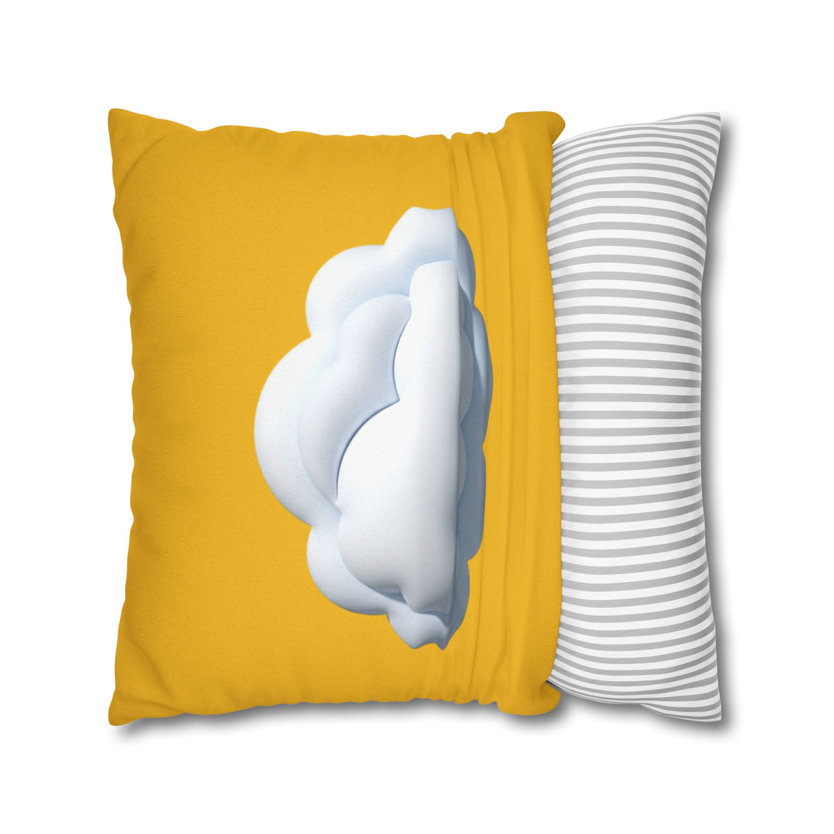 Yellow Cloud Decorative Pillowcase - Cute Fluffy Cloud Accent Cushion Cover