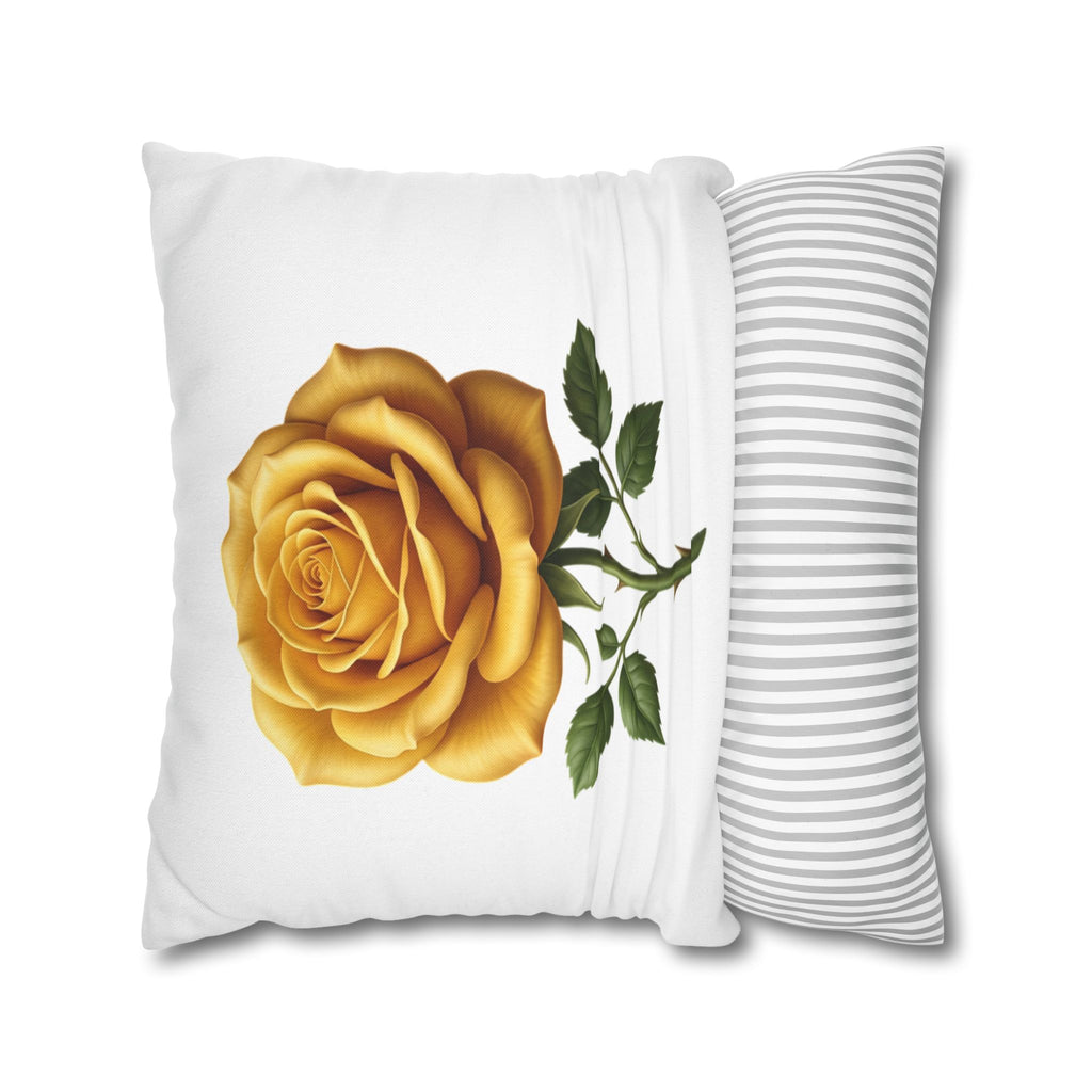 Yellow Rose Spun Polyester Square Pillowcase