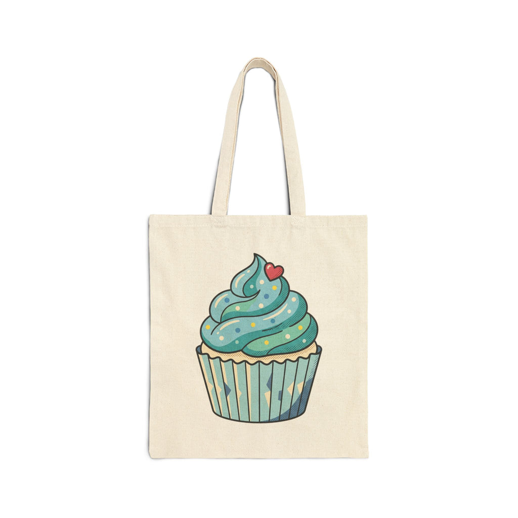 Blue Cupcake Cotton Canvas Tote Bag