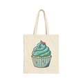 Blue Cupcake Cotton Canvas Tote Bag