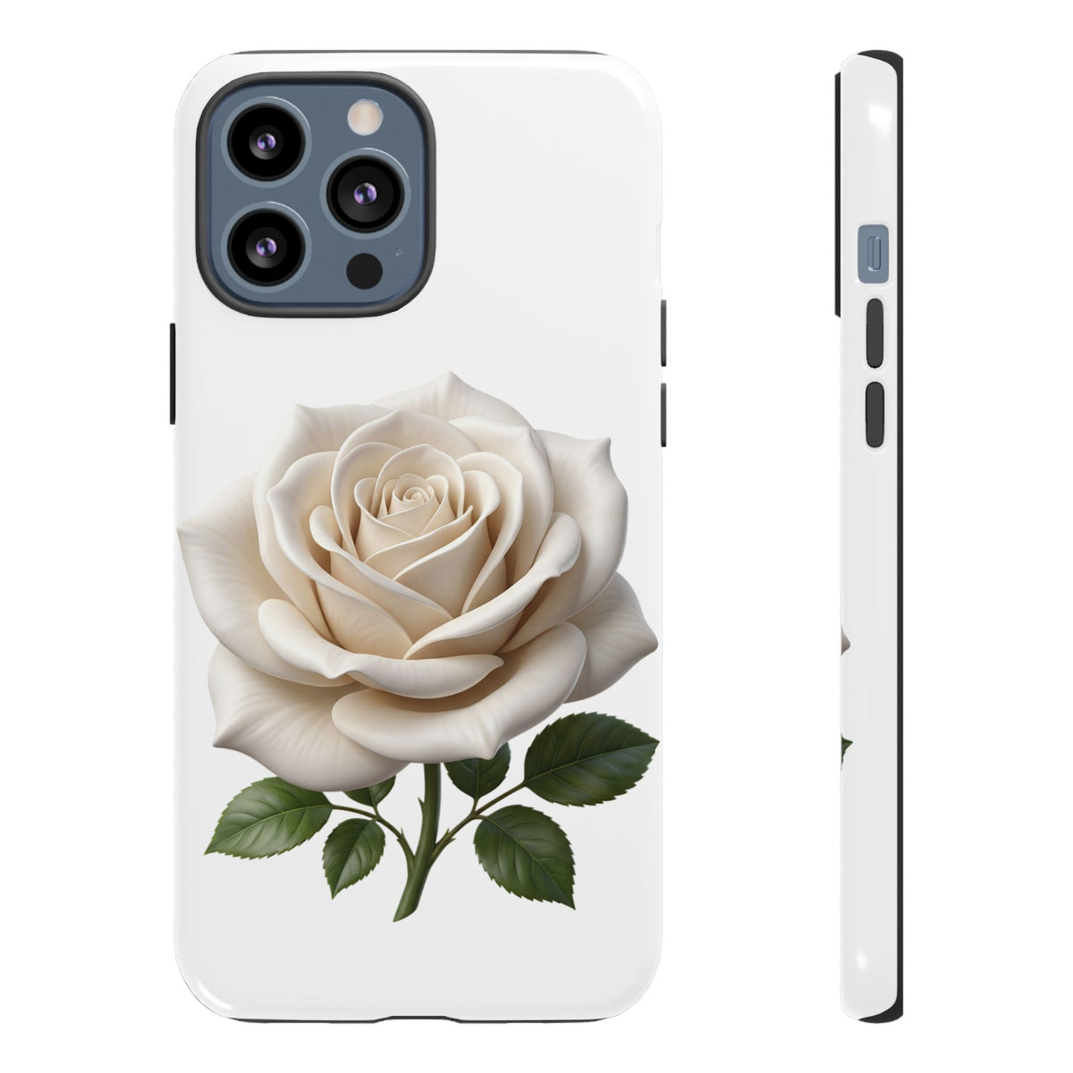 White Rose Tough Phone Case – Elegant Floral Protective Cover