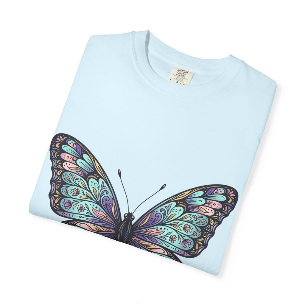 Butterfly Art T‑Shirt — Blue Purple Ornamental Butterfly Graphic Tee