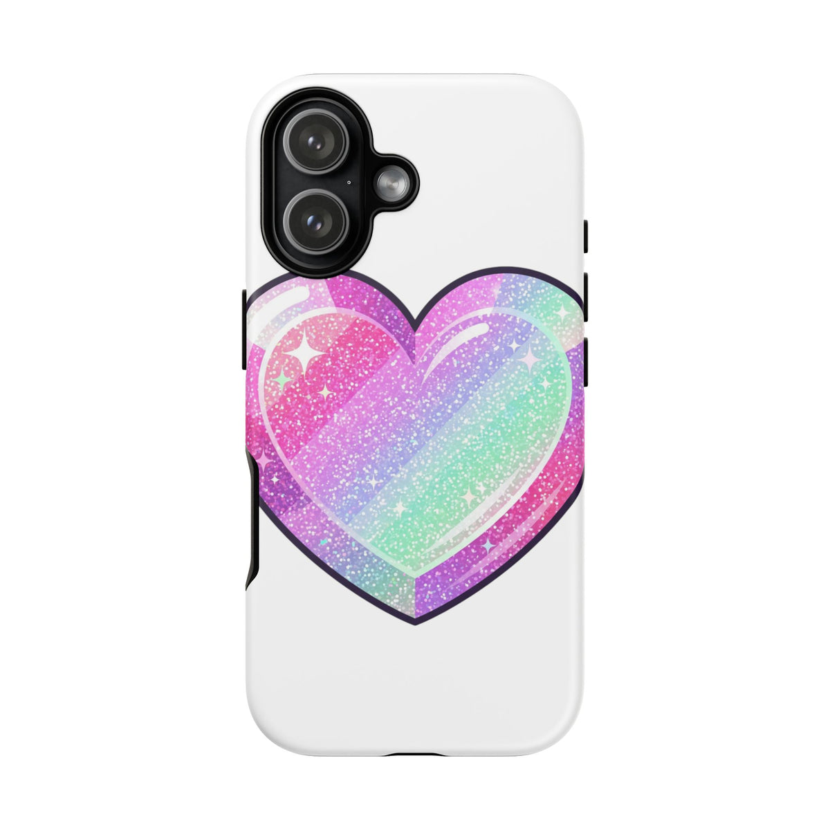 Pastel Glitter Heart Tough Phone Case — Cute Protective Phone Cover