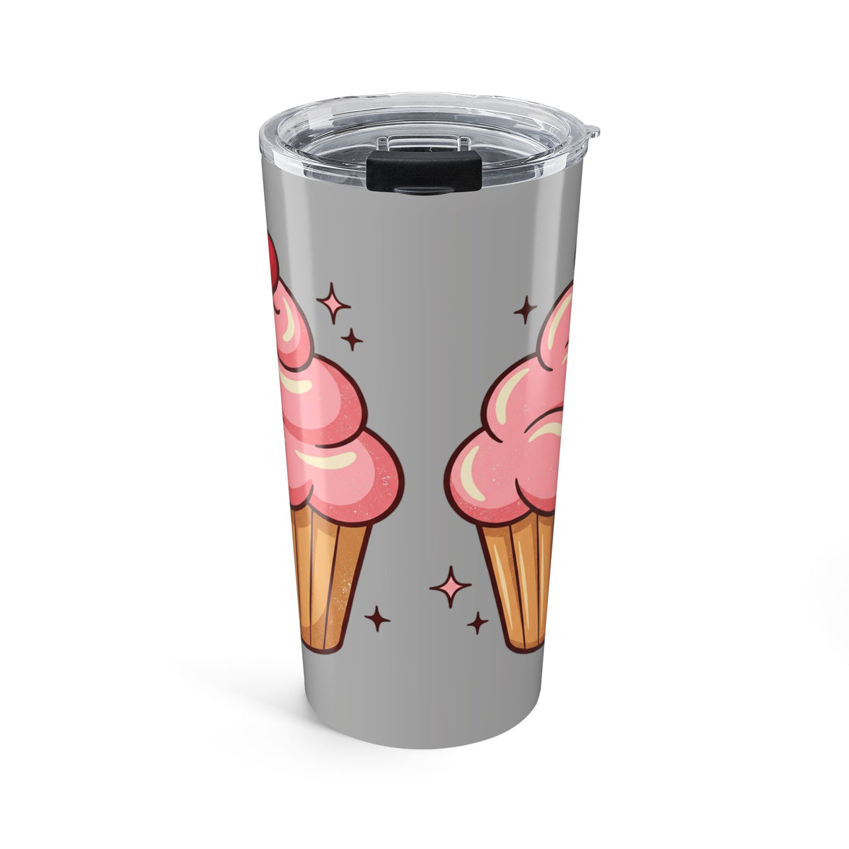 Pink Cupcake Tumbler 20oz- Light Grey
