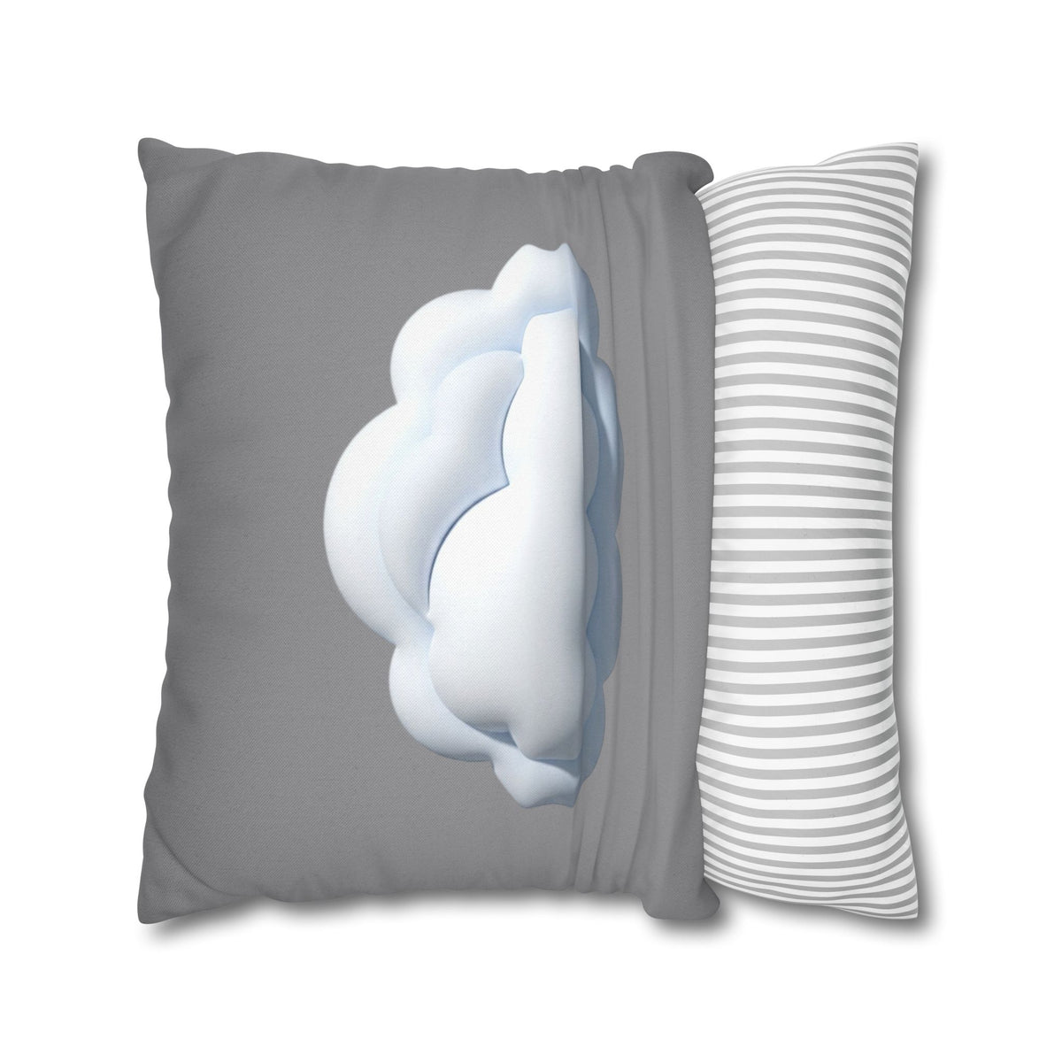 Cloud Graphic Pillowcase — Soft Grey Decorative Throw Pillow Cover