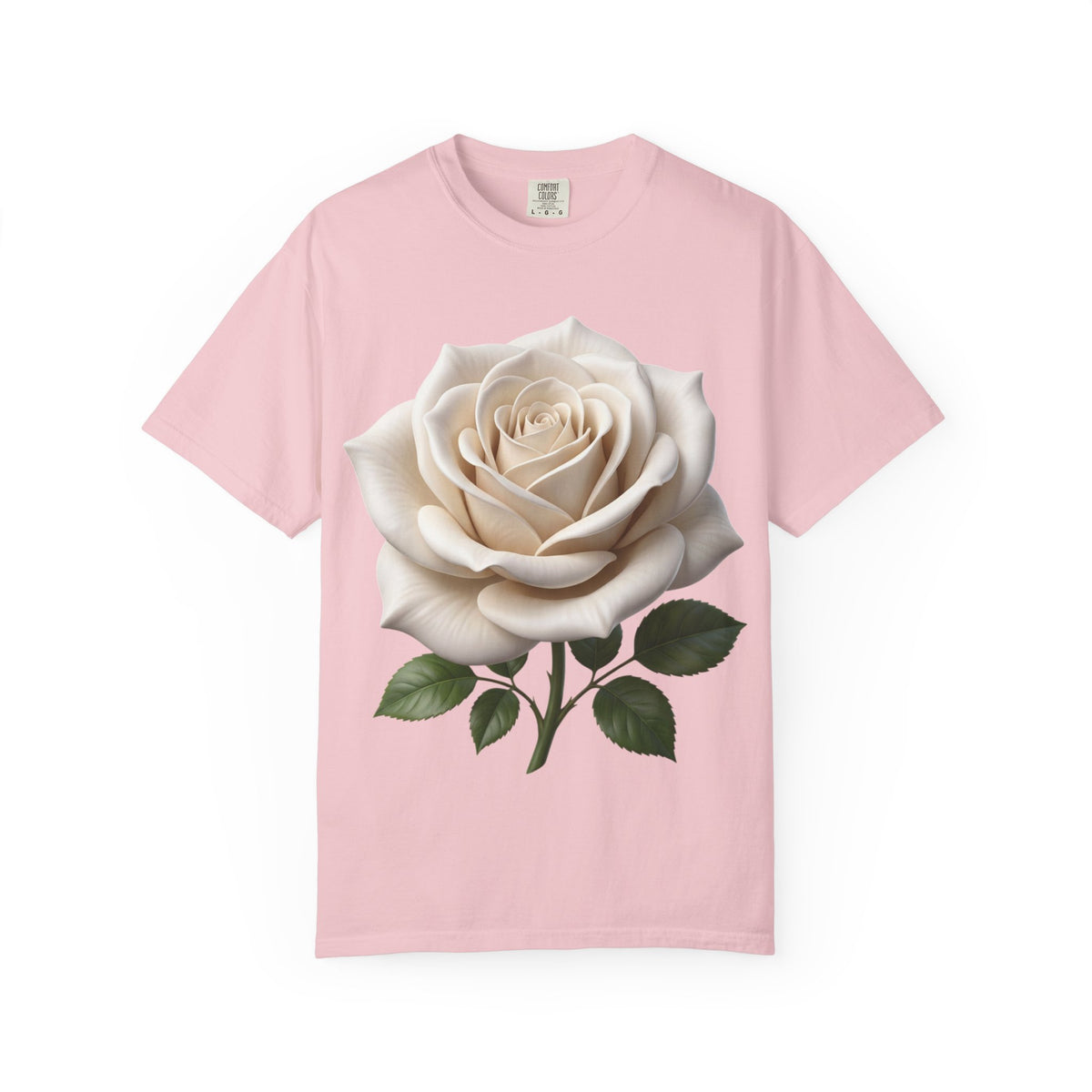 White Rose T-Shirt — Realistic Vintage Floral Tee