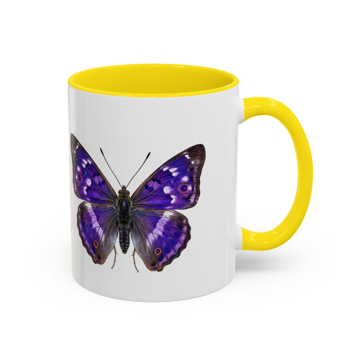 Purple Butterfly Accent Coffee Mug – Elegant Floral Butterfly Ceramic Cup