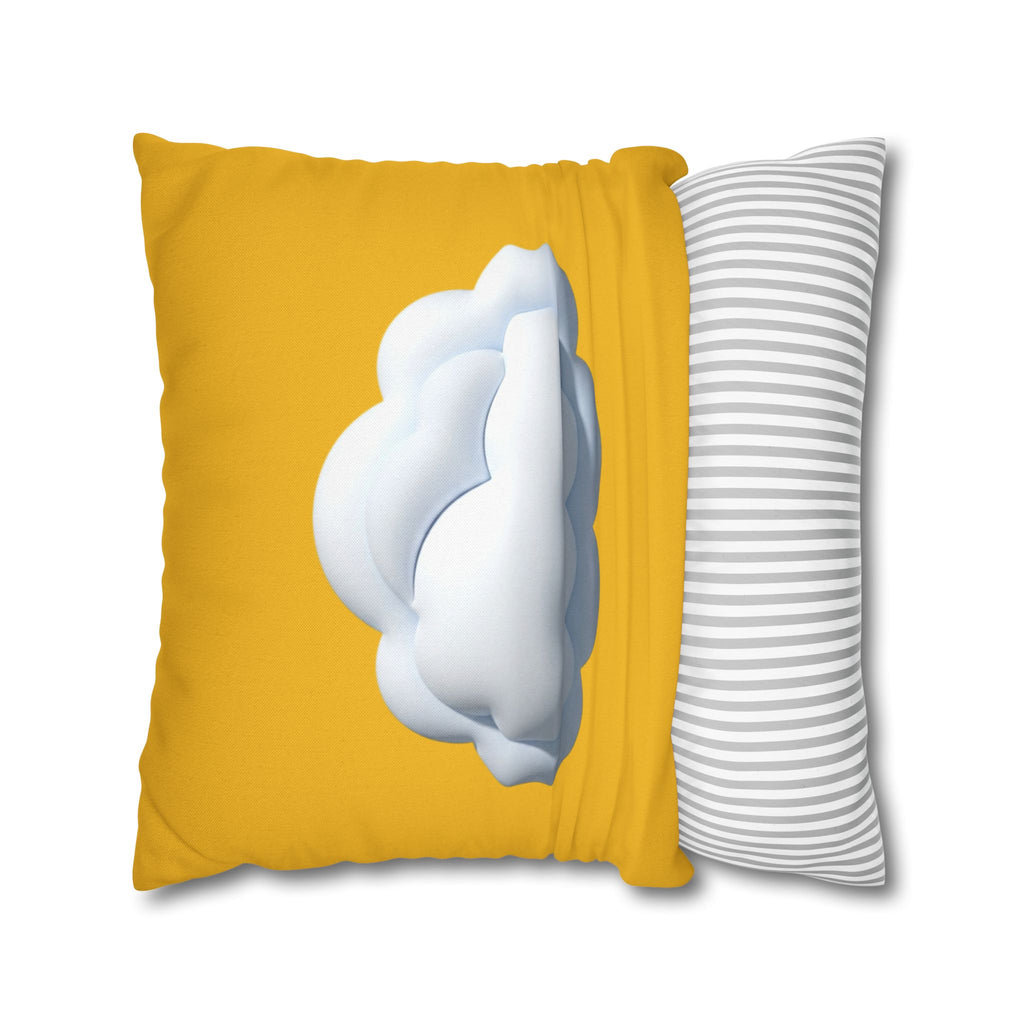 Yellow Cloud Decorative Pillowcase - Cute Fluffy Cloud Accent Cushion Cover