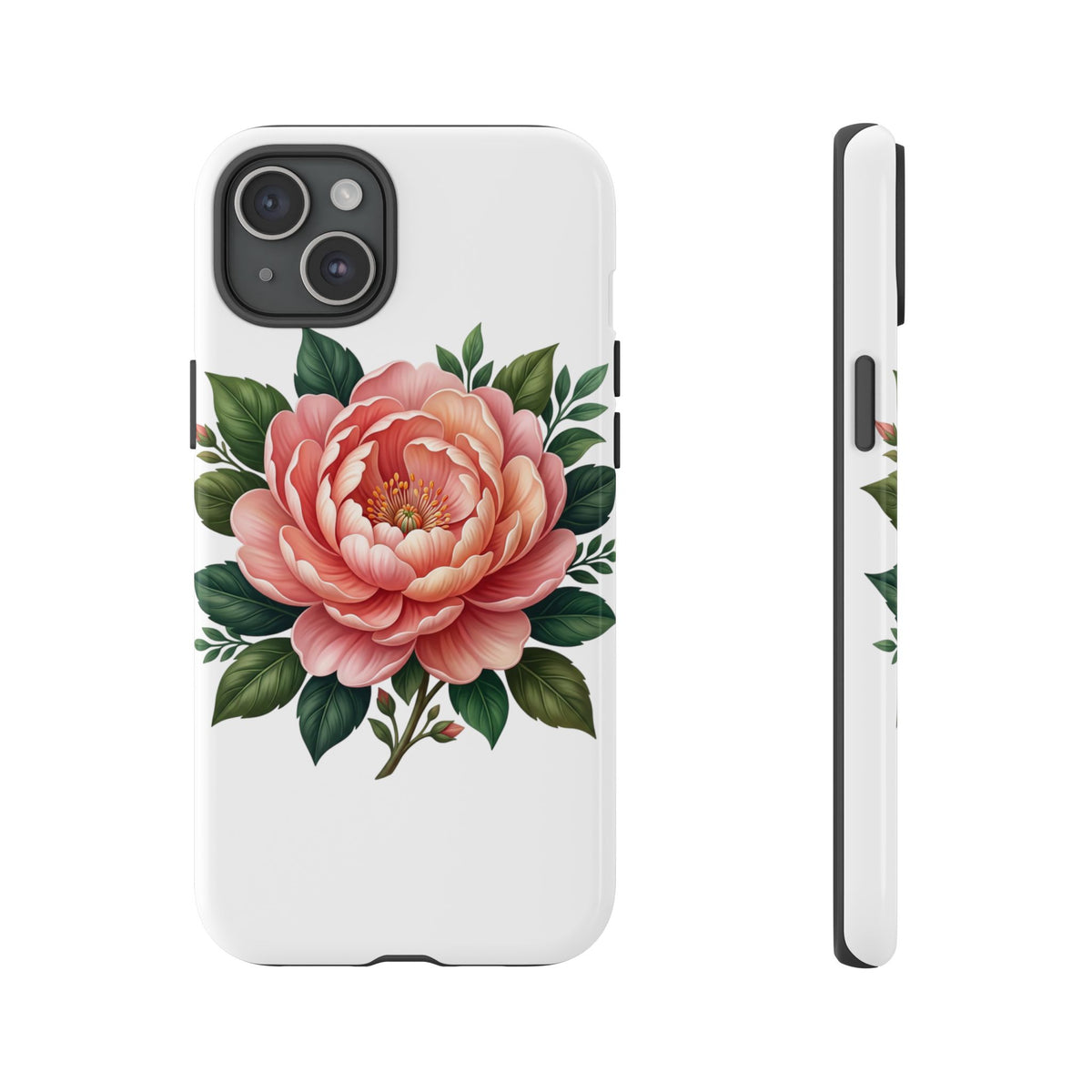 Floral Peony Tough Phone Case — Protective Botanical iPhone Cover