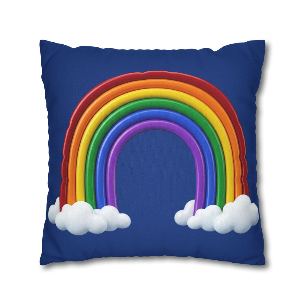 Rainbow Dark Blue Spun Polyester Square Pillowcase