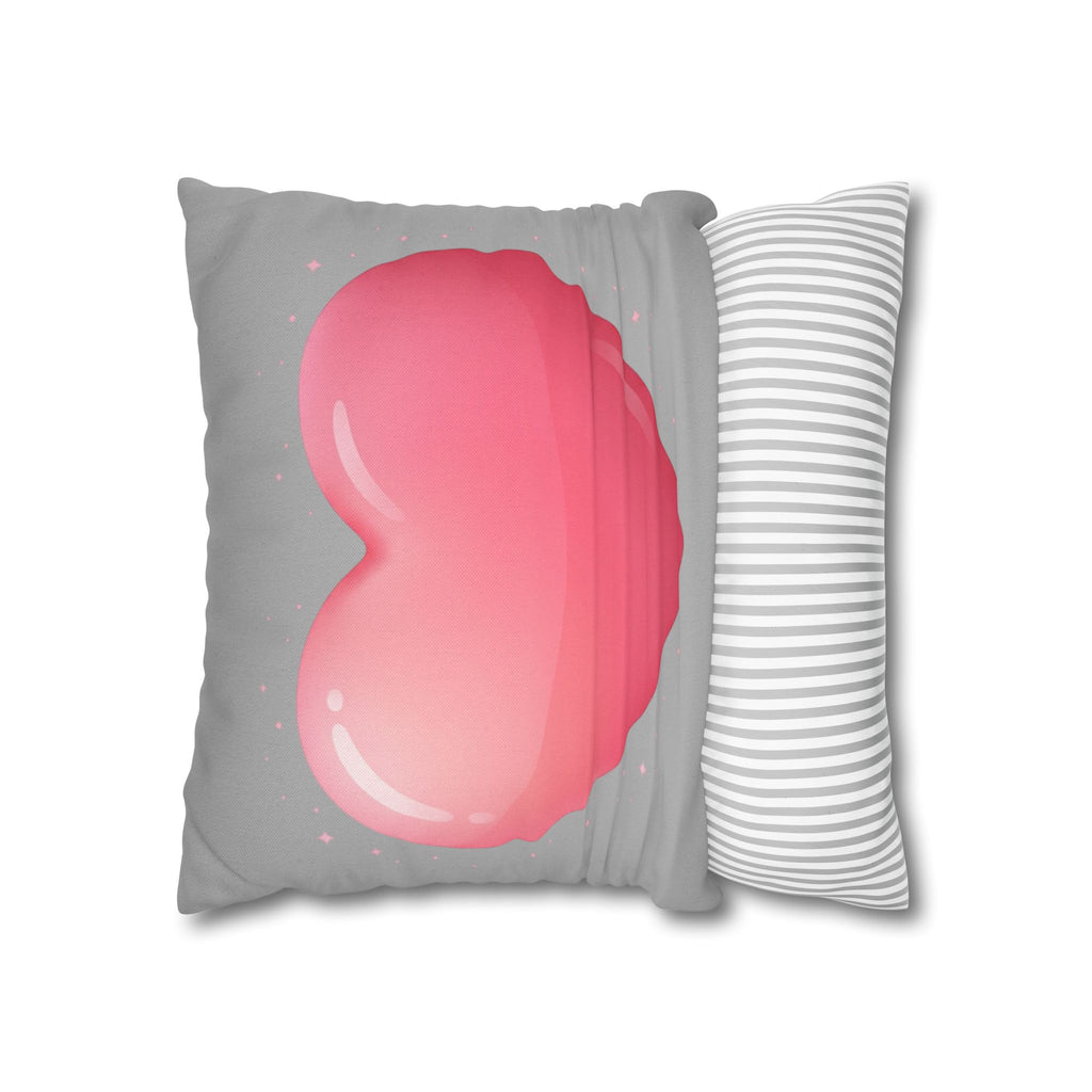 Pink Heart Grey Spun Polyester Square Pillowcase