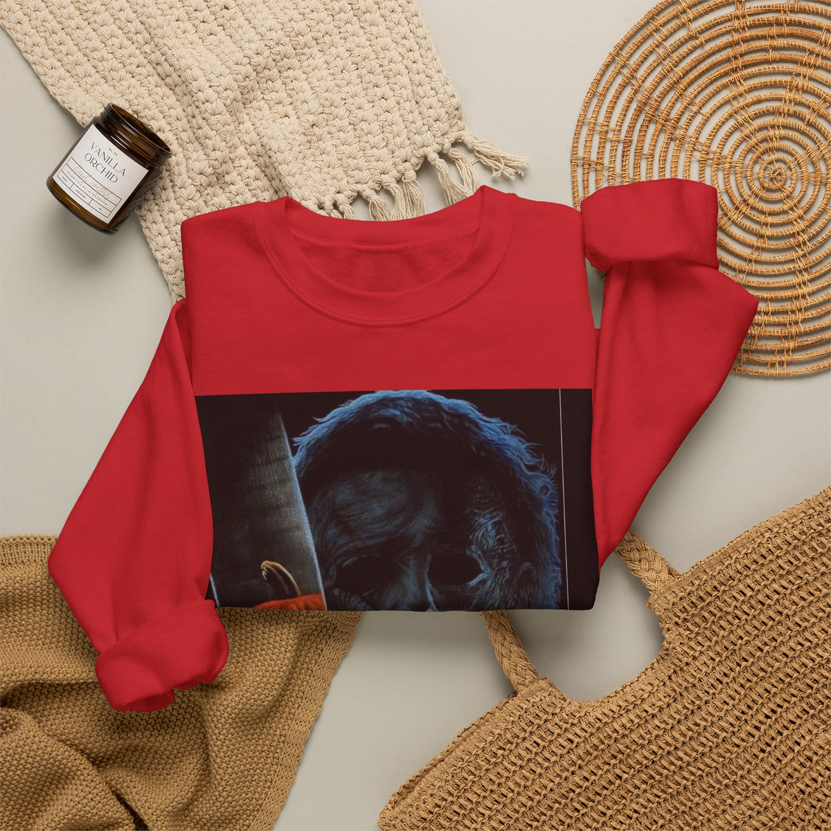 Halloween Thriller Crewneck Sweatshirt — Michael Myers & Jack-O'-Lantern Graphic