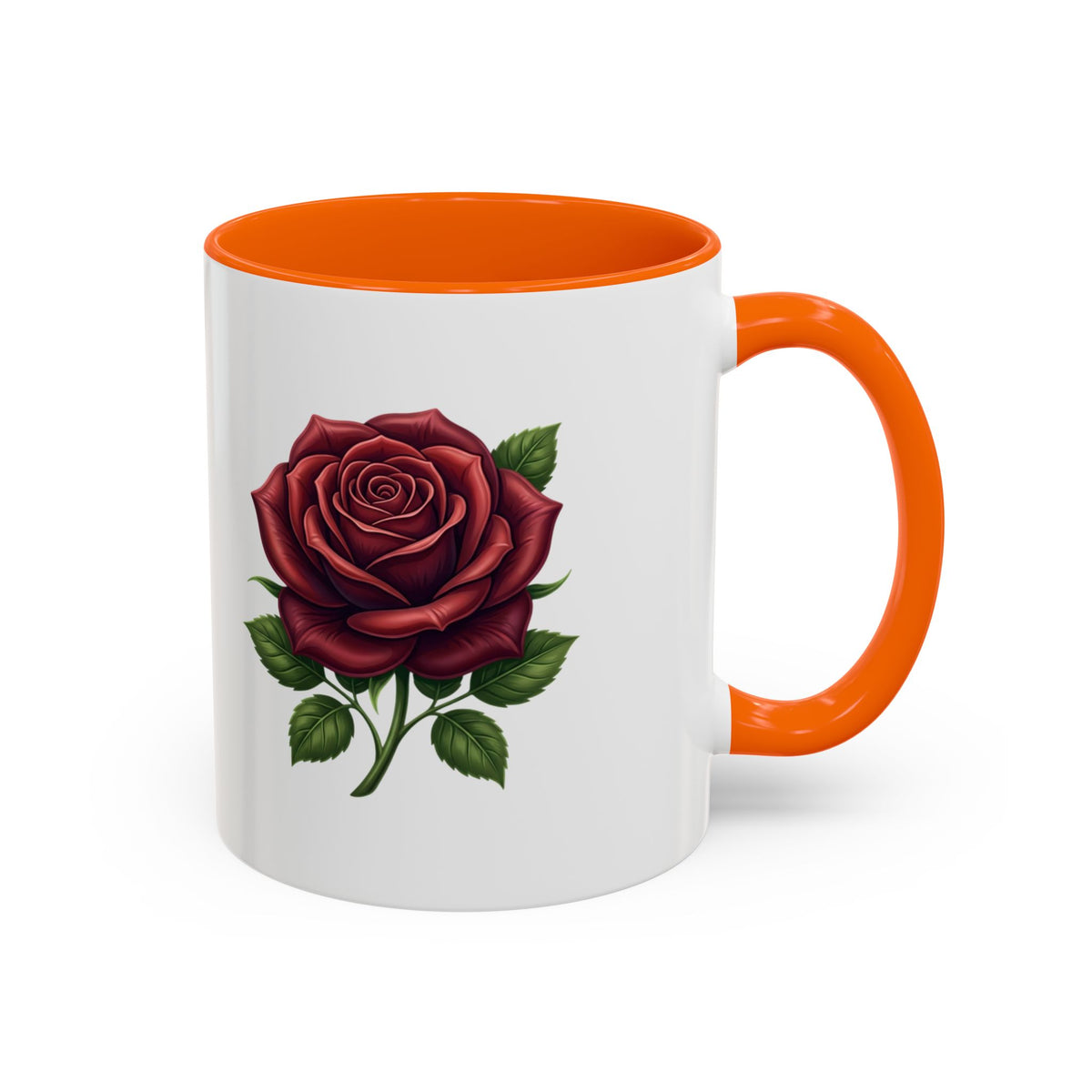 Red Rose Accent Coffee Mug — Floral Ceramic Coffee Cup (11/15oz)