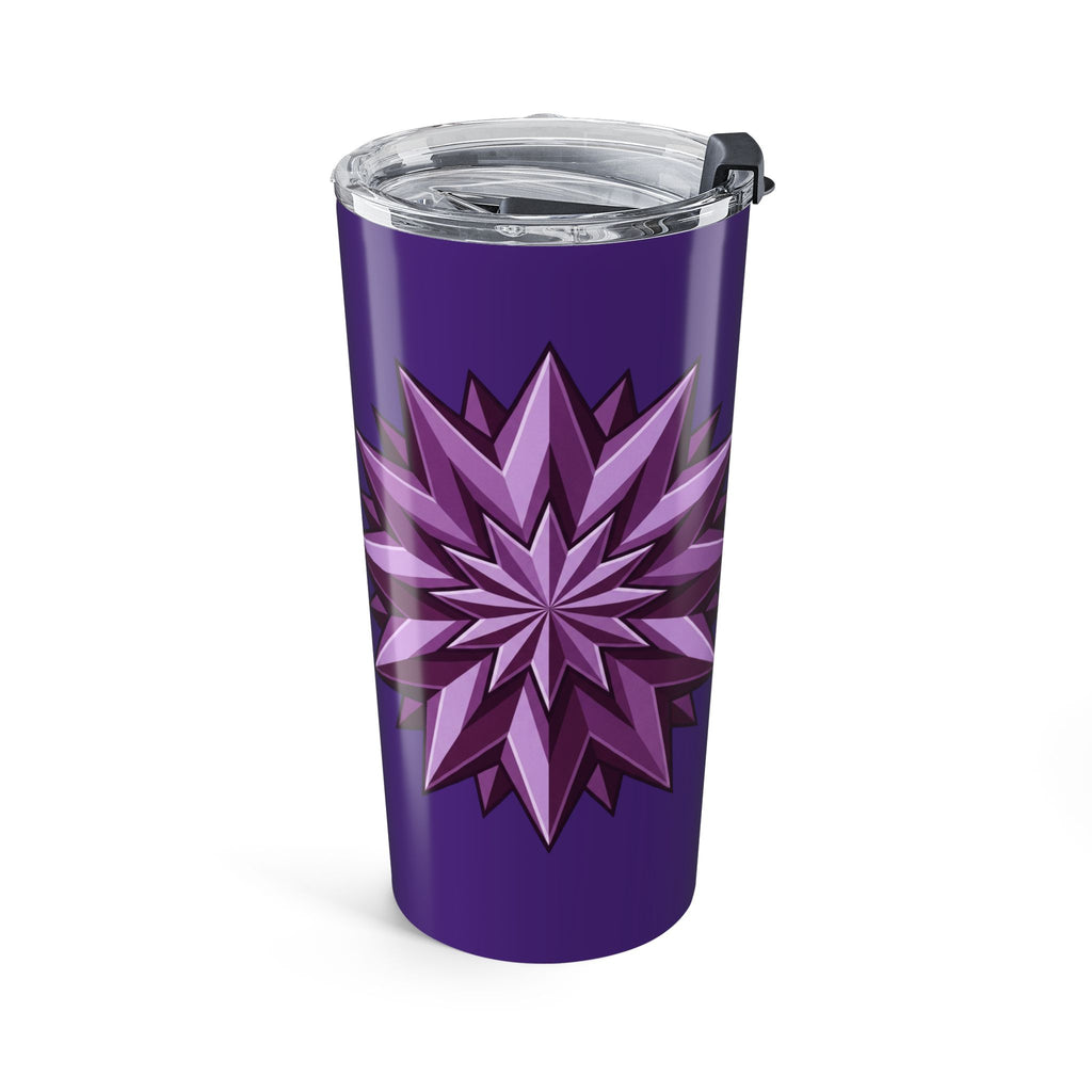 20oz Purple Starburst Tumbler — Insulated Floral Geometric Travel Cup- Dark Purple