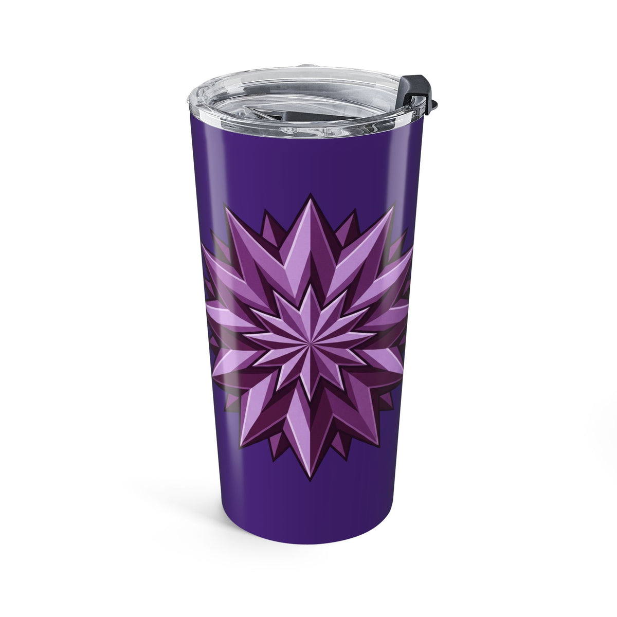 20oz Purple Starburst Tumbler — Insulated Floral Geometric Travel Cup- Dark Purple