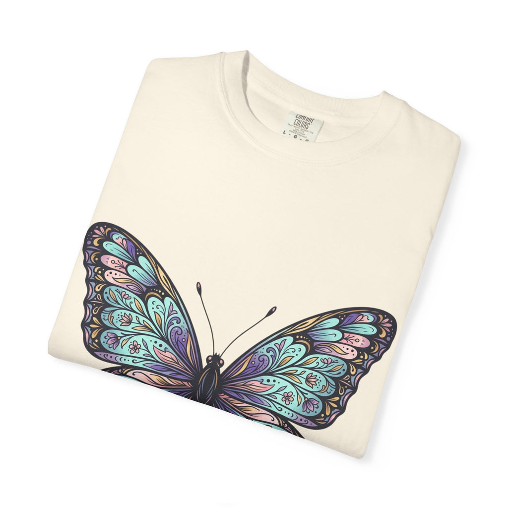 Butterfly Art T‑Shirt — Blue Purple Ornamental Butterfly Graphic Tee