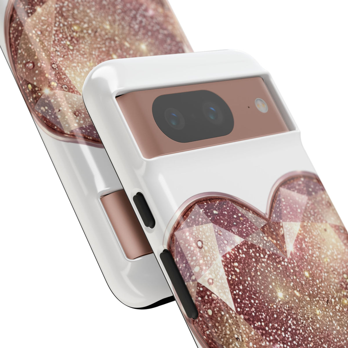 Rose Gold Glitter Crystal Heart Phone Case