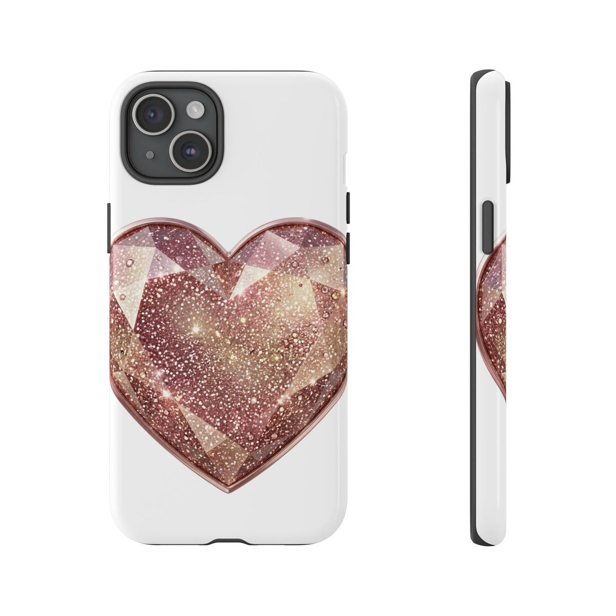 Rose Gold Glitter Crystal Heart Phone Case