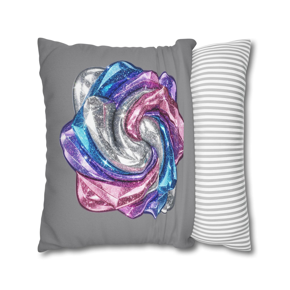 3D Glitter Design Grey Spun Polyester Square Pillowcase