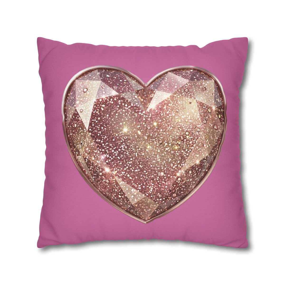 Glitter Rose Gold Heart Pillowcase — Pink Decorative Throw Pillow- Light Pink