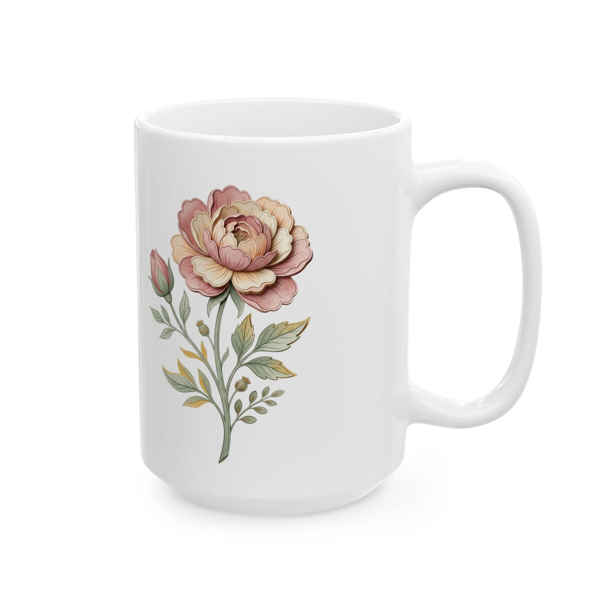 Floral Vintage Rose Ceramic Mug — 11oz & 15oz