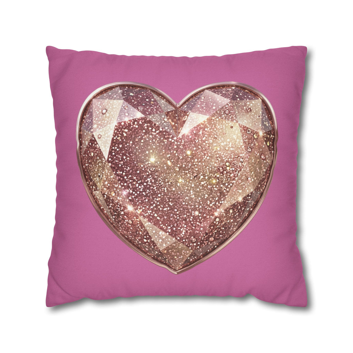 Glitter Rose Gold Heart Pillowcase — Pink Decorative Throw Pillow- Light Pink