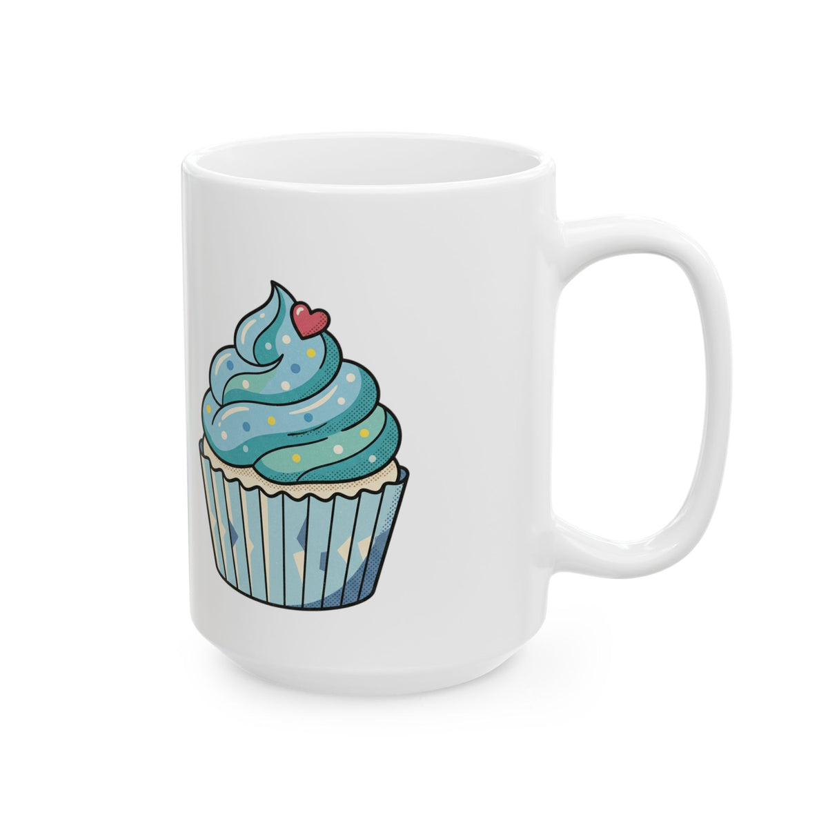 Blue Cupcake Ceramic Mug, (11oz, 15oz)