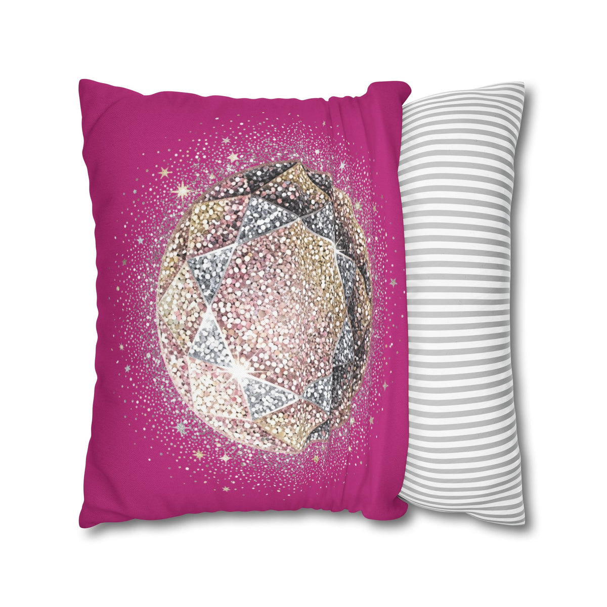 Glittery Magenta Spun Polyester Square Pillowcase