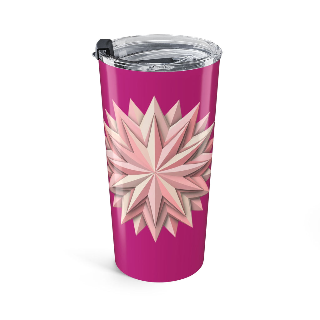 20oz Starburst Floral Tumbler — Pink Geometric Insulated Drink Cup- Magenta