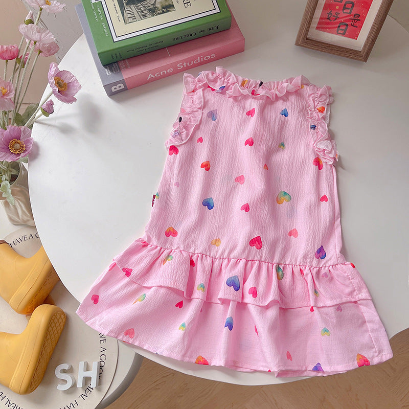 Girls' Dress Summer Dress Baby Girl Love Sleeveless Dress