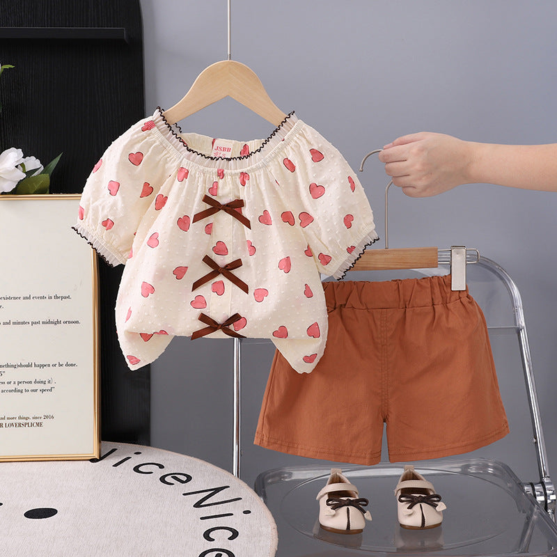 Love short sleeved shorts two-piece set