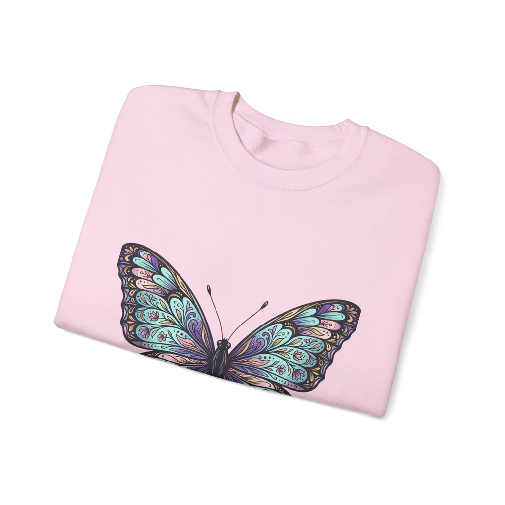 Butterfly Crewneck Sweatshirt – Teal Purple Watercolor Wing Design