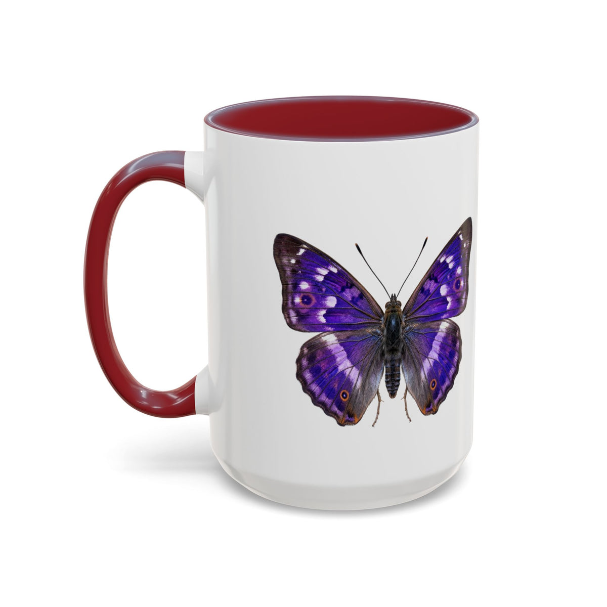 Purple Butterfly Accent Coffee Mug – Elegant Floral Butterfly Ceramic Cup