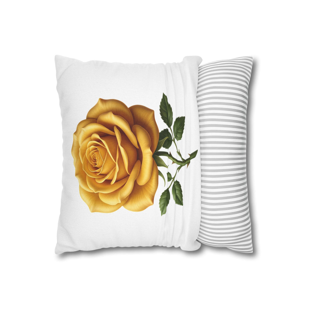 Yellow Rose Spun Polyester Square Pillowcase