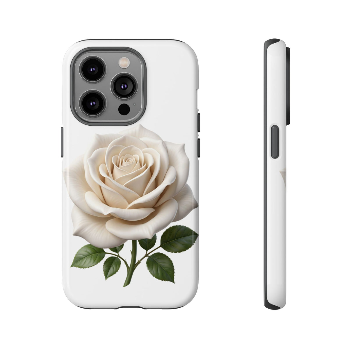 White Rose Tough Phone Case – Elegant Floral Protective Cover