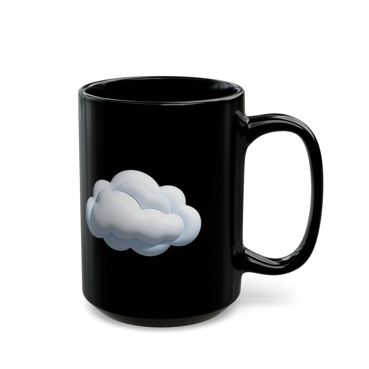 Cloud Icon Black Mug — Cute Minimal Cloud Coffee Cup (11oz/15oz)