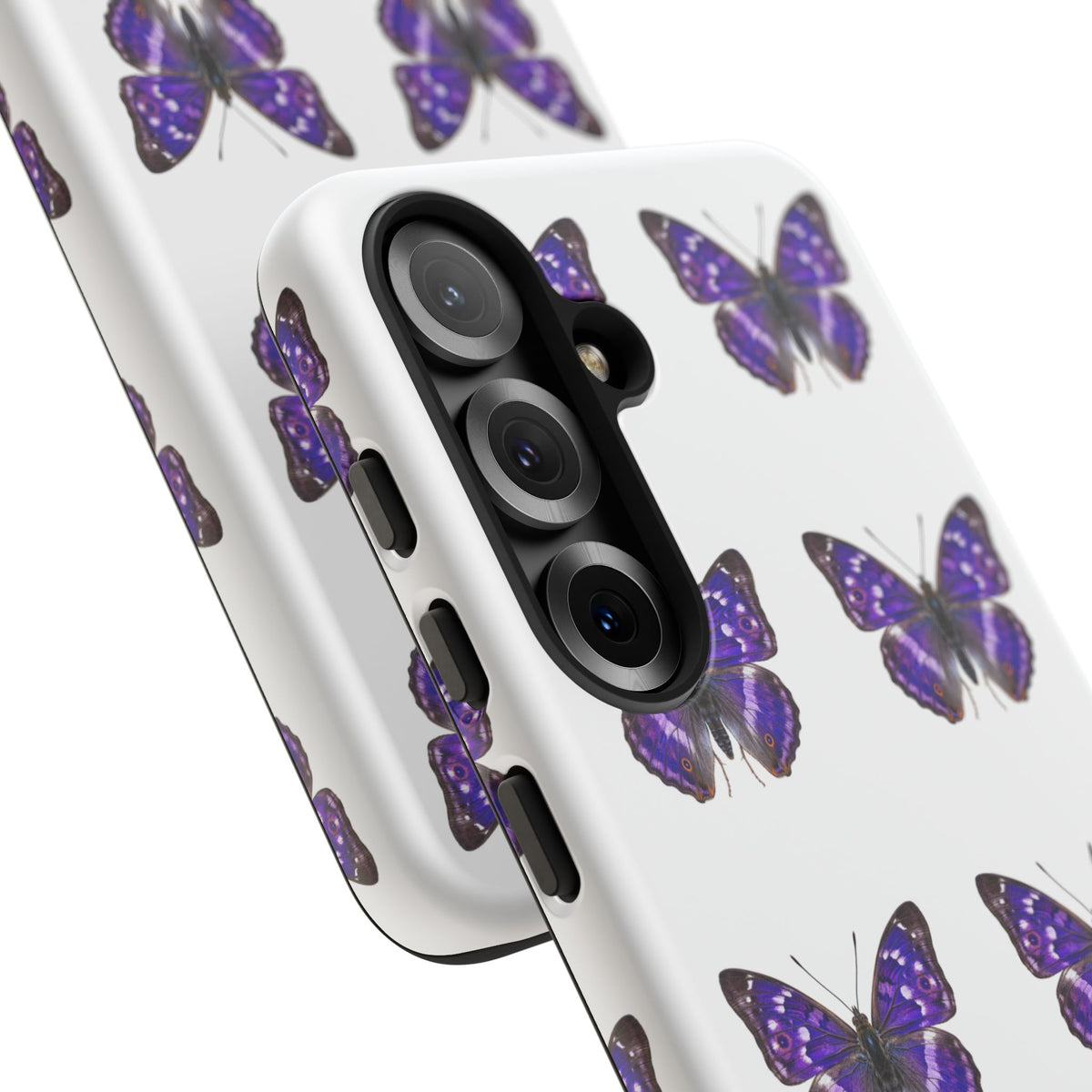 Purple Butterfly Tough Phone Case — Durable Protective iPhone Case with Repeating Butterfly Pattern
