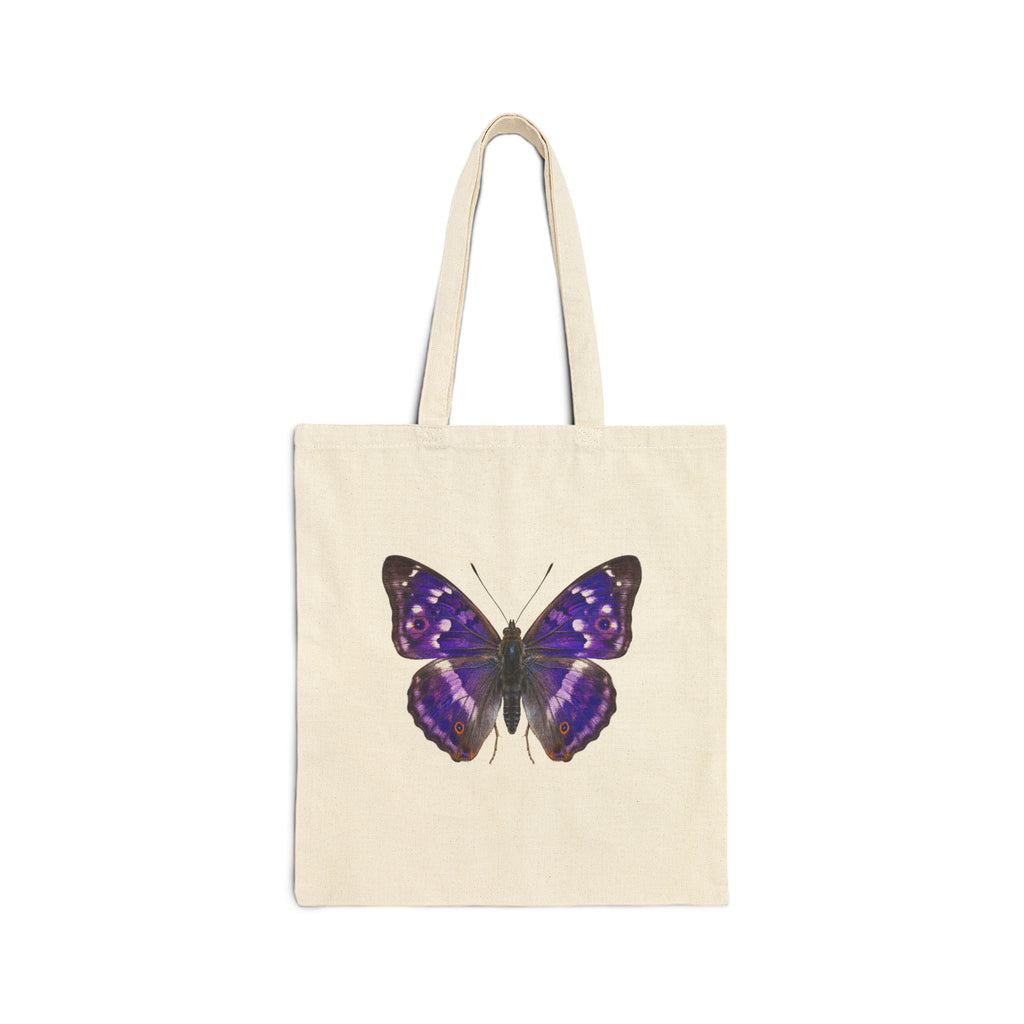 Purple Butterfly Canvas Tote Bag — Floral Nature Market Grocery Bag